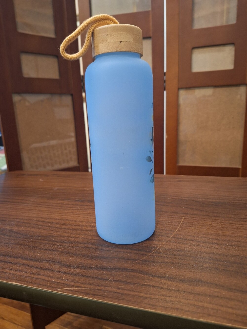 Blue Stainless-Style Water Bottle with Bamboo Lid - Mom Quote - Picture 4 of 4